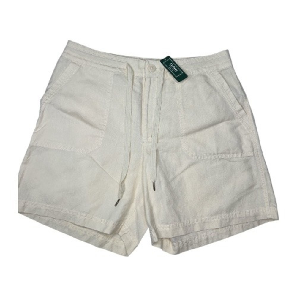 L.L. Bean Linen Women's Butter Yellow Cream Drawstring Pocket Shorts